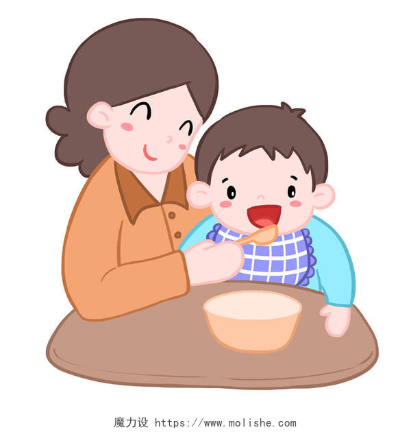 卡通儿童教育吃饭宝宝母子PNG素材